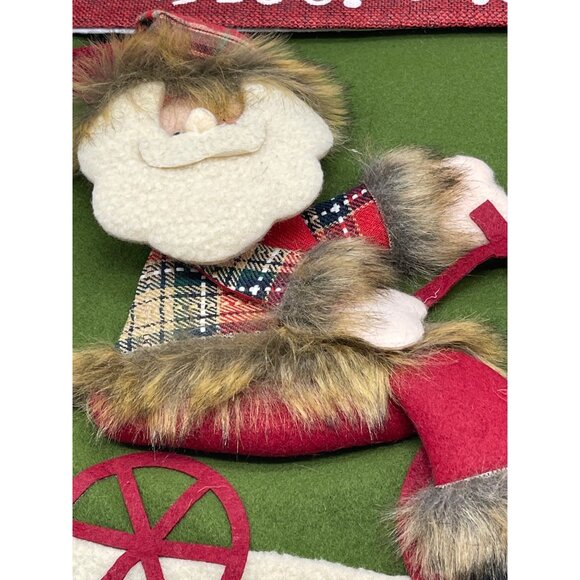 Christmas Stockings red cuff Merry Christmas plaid red green foe fur Santa READ - Picture 2 of 6